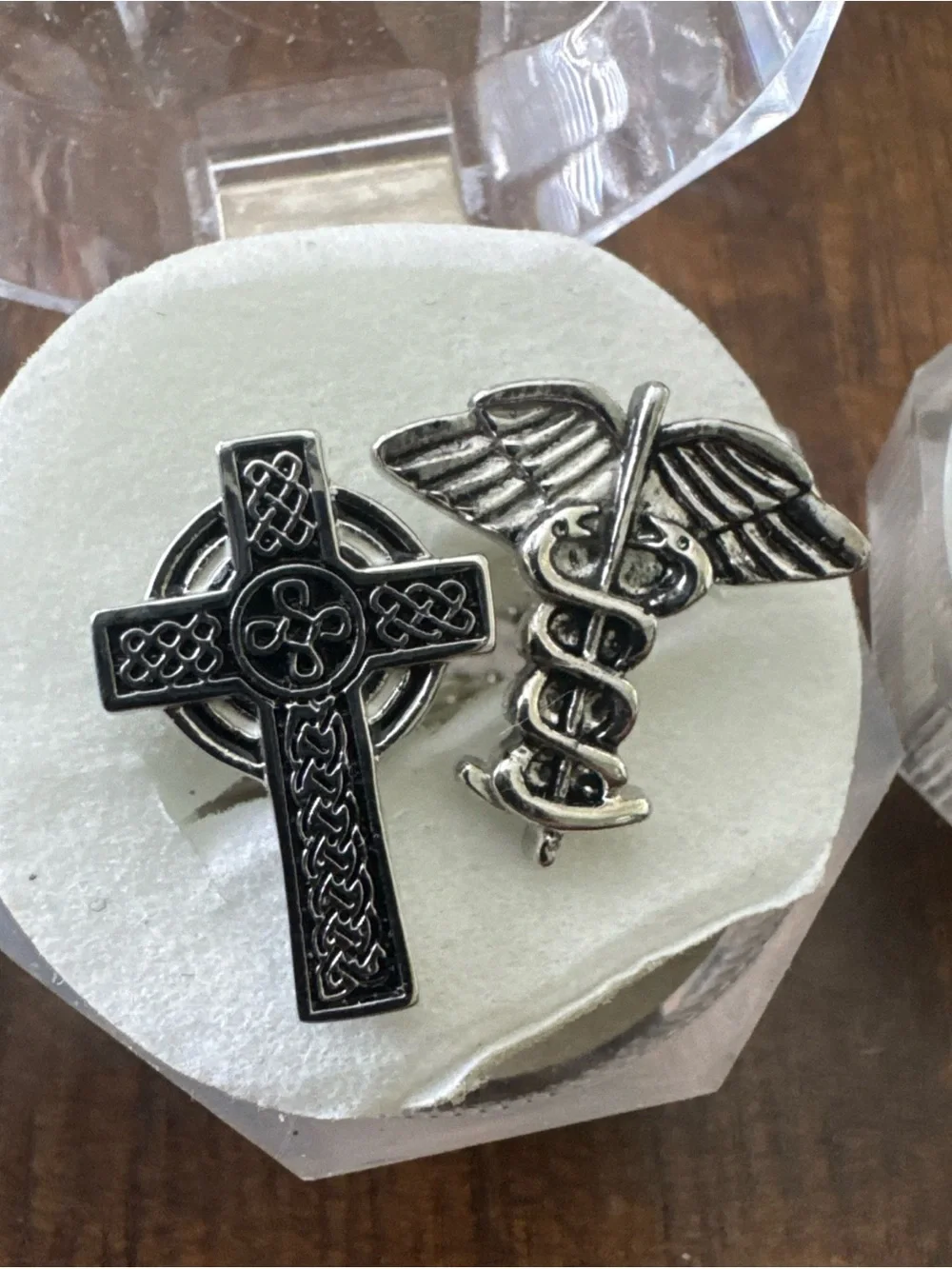Lot of 8 single silver tone cufflinks Cross Medical Superman Punisher Omega Mix